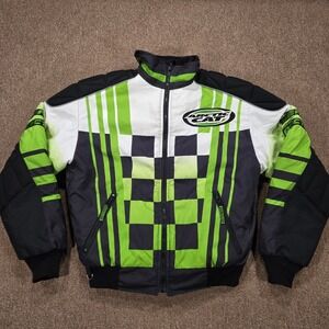 Vintage Arctic Cat Vaporblast Jacket Mens Medium Green Checkered Thinsulate Zip